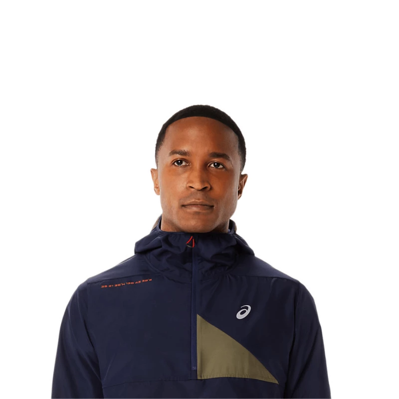 Anorak Asics Fujitrail Azul Marino Verde 4 Anorak Asics Fujitrail Azul Marino Verde - Image 2