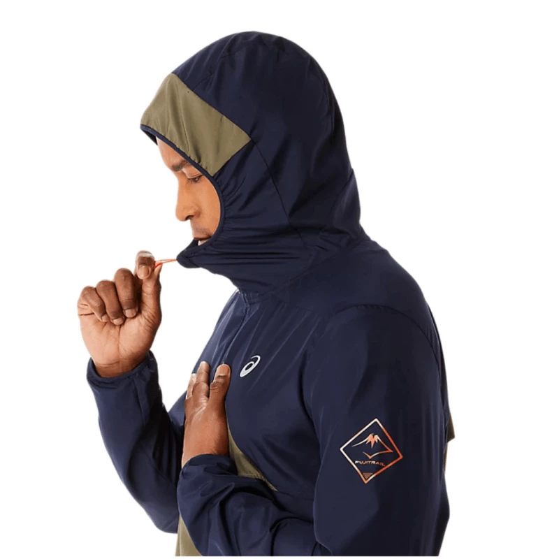 Anorak Asics Fujitrail Azul Marino Verde 8 Anorak Asics Fujitrail Azul Marino Verde - Image 6