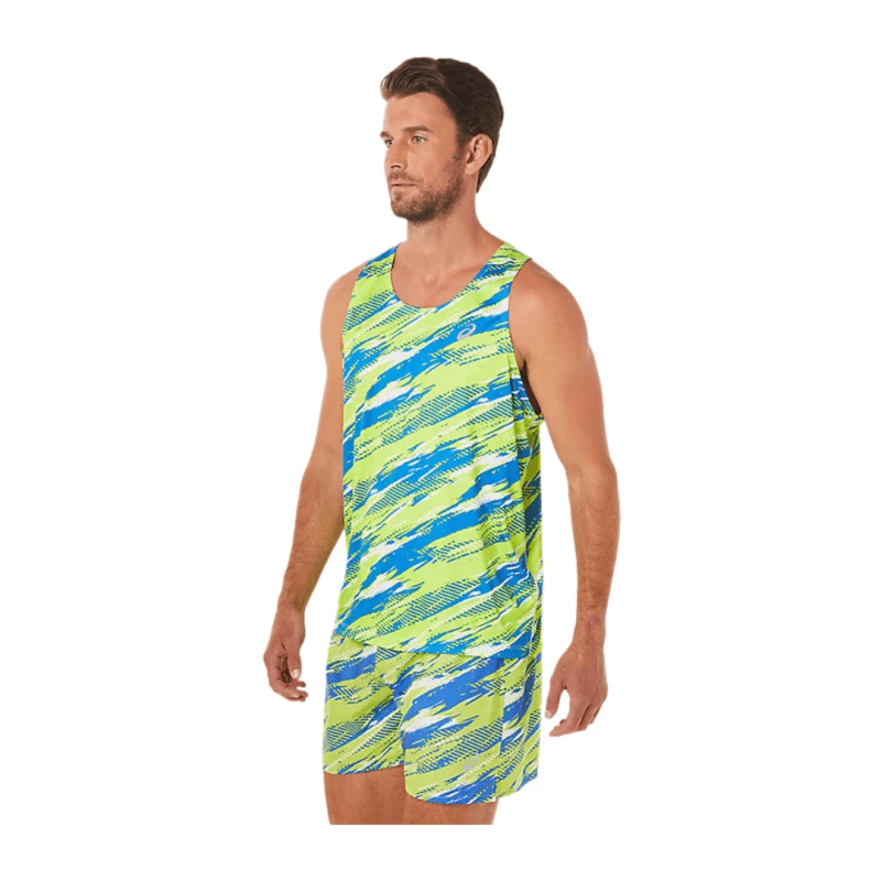 Camiseta Asics Color Injection Singlet Sin Mangas Verde Azul 4 Camiseta Asics Color Injection Singlet Sin Mangas Verde Azul - Image 2