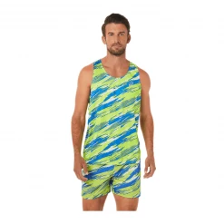 Camiseta Asics Color Injection Singlet Sin Mangas Verde Azul