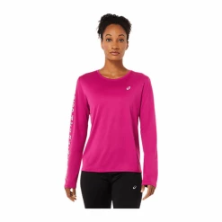Camiseta Asics Katakana Manga Larga Magenta Mujer