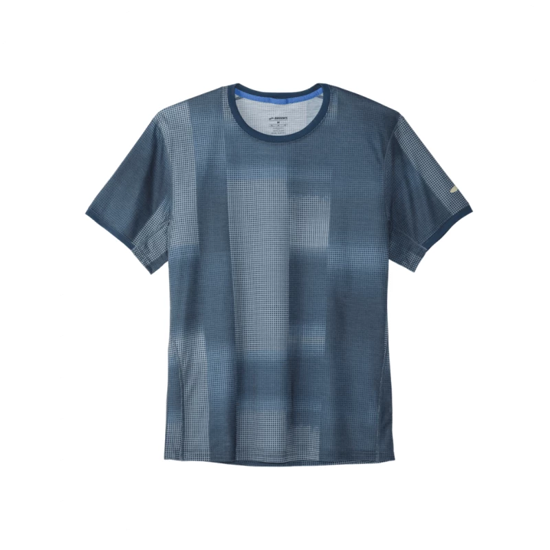 Camiseta Brooks Distance Graphic Manga Corta Azul Gris 3 Camiseta Brooks Distance Graphic Manga Corta Azul Gris