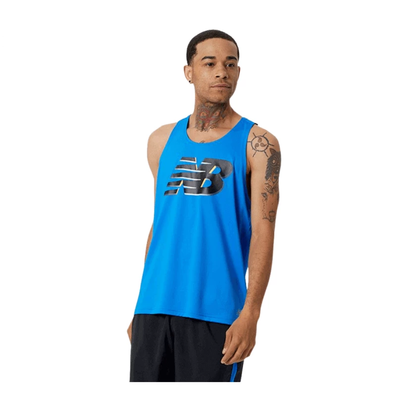 Camiseta New Balance Graphic Accelerate Sin Mangas Azul Negro 3 Camiseta New Balance Graphic Accelerate Sin Mangas Azul Negro