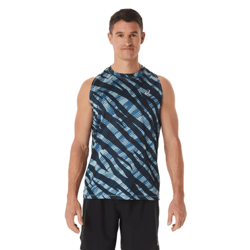 Camiseta Sin Mangas Asics Wild Camo Singlet Azul 3 Camiseta Sin Mangas Asics Wild Camo Singlet Azul